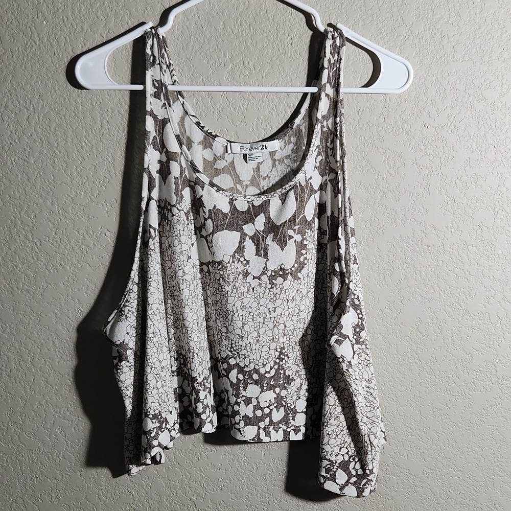 Forever 21 Tank Top Womens Size S Boxy Crop Floral Boho Festival Oversized